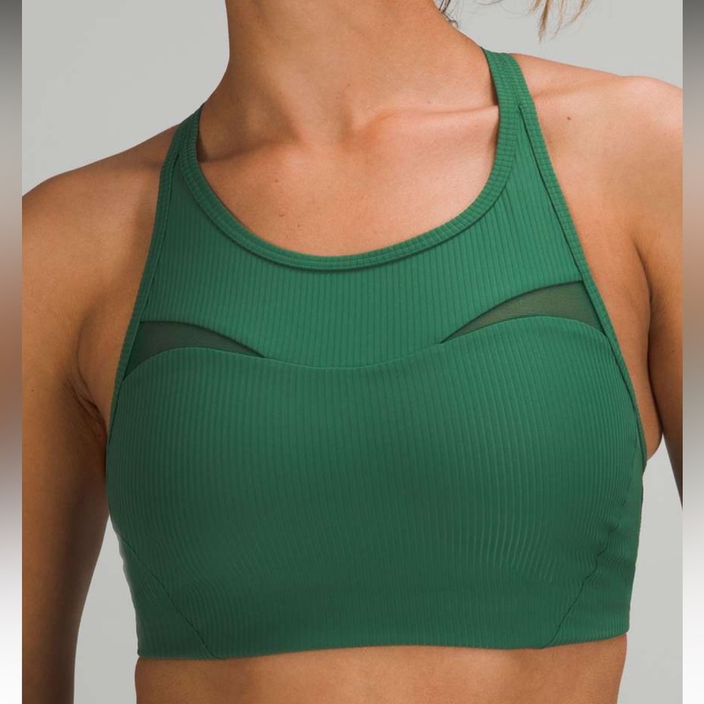 Lululemon Ribbed Mesh High-Neck Bra Everglade sold out NWT size 2